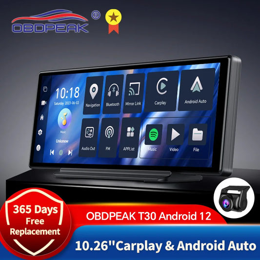 T30 10.26 AI Screen Dash Cam Android 13 System Carplay Android AUTO 5G WIFI GPS Navigation Rearview Mirror Camera Video Recorder